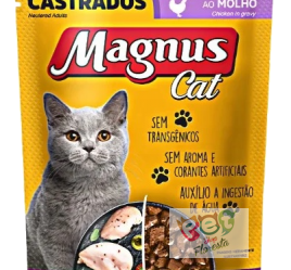 Sachê Magnus Cat Premium Gatos Adultos Castrados -  Sabor Frango ao Molho 