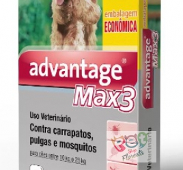 ADVANTAGE MAX 3 2,5 ML - CÃES DE 10 A 25 KG C/3 PIPETAS (CONTRA PULGA/CARRAPATO/MOSQUITOS)