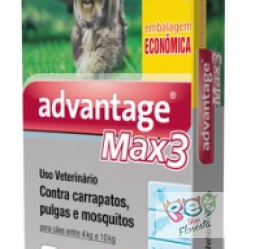 ADVANTAGE MAX 3 1,0 ML - CÃES DE 4 A 10 KG C/3 PIPETAS (CONTRA PULGA/CARRAPATO/MOSQUITOS)