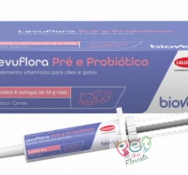 LEVUFLORA PRÉ E PROBIÓTICO PARA CÃES E GATOS 14 GRS - SUPLEMENTO VITAMÍNICO - Biovet