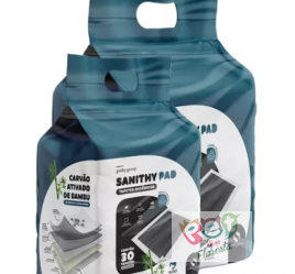 TAPETE HIGIENICO SANITHY PAD CARBONO 55X60 COM 30 UNIDADES