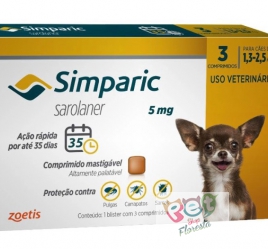 SIMPARIC 5 MG - CÃES DE 1,3 A 2,5KG - 3 COMPRIMIDOS