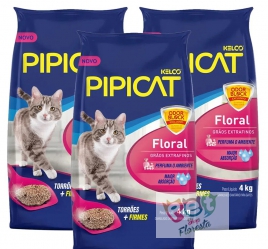 AREIA SANITÁRIA PARA GATOS PIPICAT FLORAL 12KG